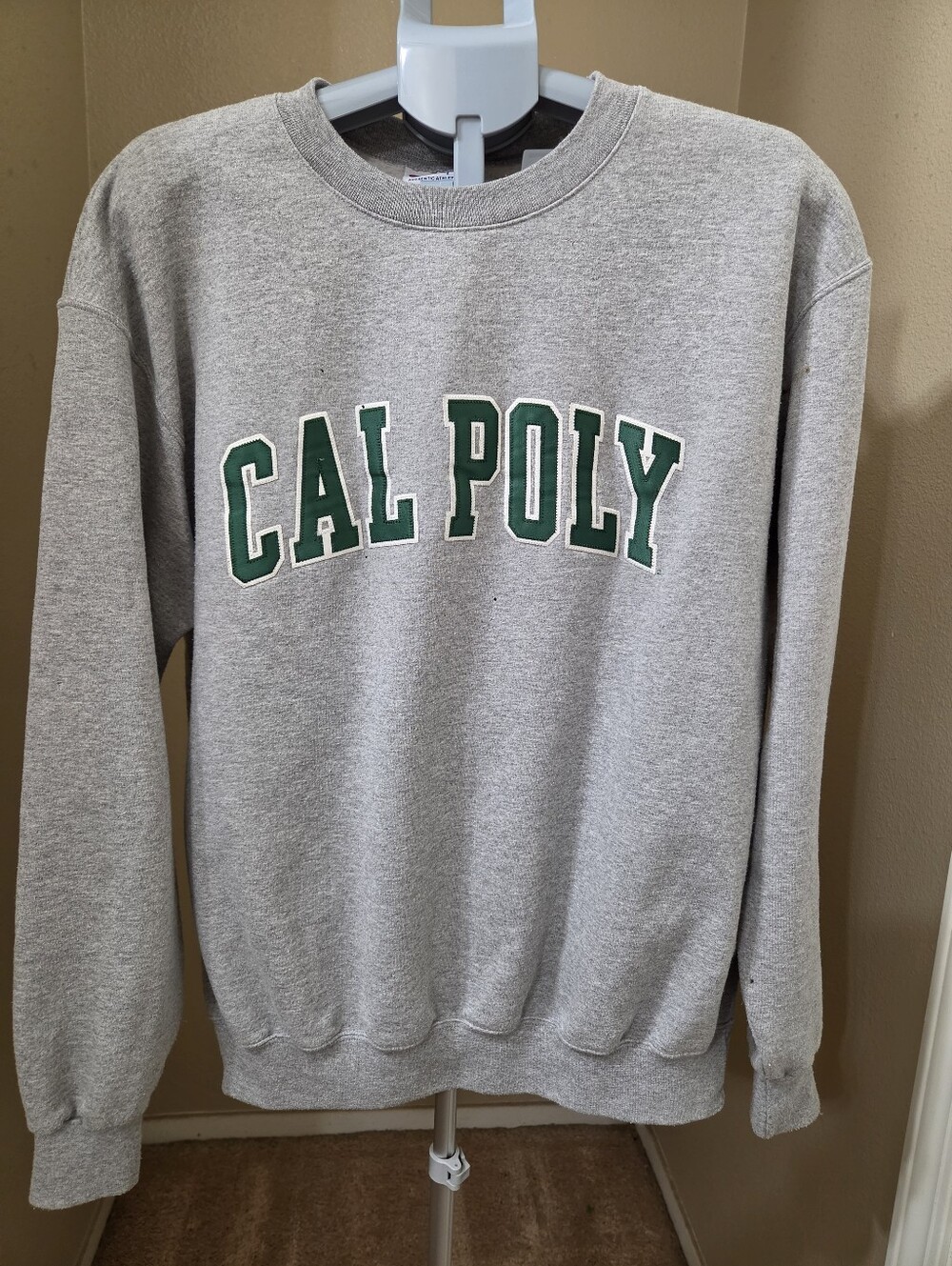 Champion Gray Crewneck Sweatshirt with Green CAL POLY Lettering Mens XL